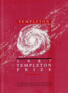 The booklet with the speeches made at the 1987 Templeton Prize.