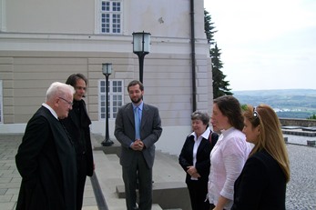2009 – Pannonhalma Archabbacy – Fr Teodóz Jáki greets friends arriving for the funeral