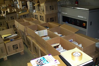 The boxes containing (in chronological order) the books of Father Jaki