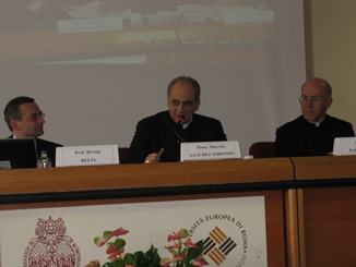 H.E. Mgr. Marcelo Sanchéz Sorondo speaks at the meeting
