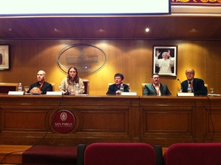 Father Rafael Pascual, Lucía Guerra Menéndez, Father Paul Haffner, Antonio Colombo and John Beaumont