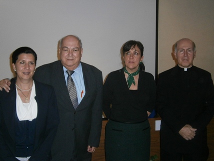 Olivia Eugenia Núñez Orellana, Adolfo Orozco Torres, Nora Ricalde Arancón and Father Rafael Pascual, the main organizers of the Conference