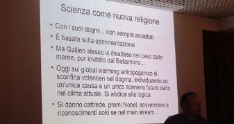 From Costantino Sigismondi’s presentation, the slide about science as the new religion.