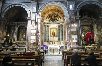 In the Church of Sant’Andrea delle Fratte, the Chapel in which the Virgin Mary appeared to Marie-Alphonse Ratisbonne (who converted to Catholicism and became a priest), and where St Maximilian Kolbe celebrated his First Holy Mass.