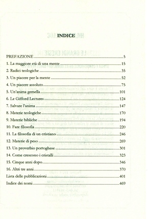 La materia di una mente - Indice